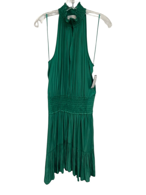 A.L.C. Size 4 Green Polyester Smocked Sleeveless high neck Mini Dress Green / 4