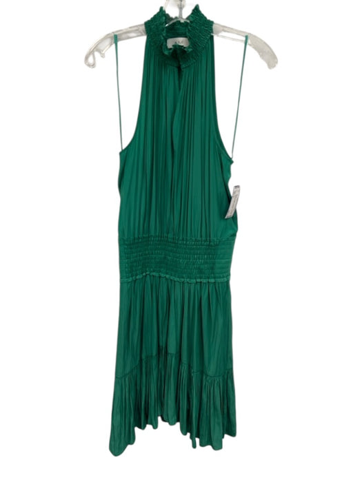 A.L.C. Size 4 Green Polyester Smocked Sleeveless high neck Mini Dress Green / 4