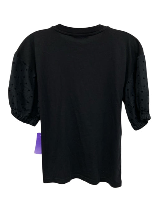 Derek Lam 10 Crosby Size S Black Cotton Polka Dot Detail Short Puff Sleeve Top Black / S