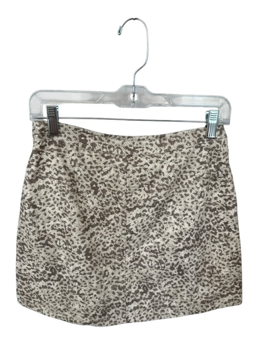 Free People Size 4 Cream & Beige Pleather Animal Print Mini Front Ruffle Skirt Cream & Beige / 4