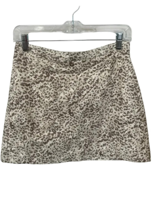 Free People Size 4 Cream & Beige Pleather Animal Print Mini Front Ruffle Skirt Cream & Beige / 4
