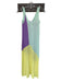 Zara Size S Yellow & Purple Viscose Blend Colorblock Scoop Neck Sleeveless Dress Yellow & Purple / S