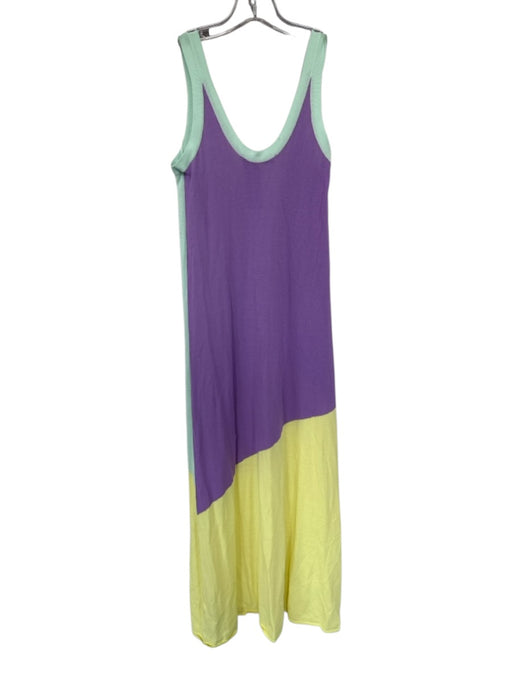 Zara Size S Yellow & Purple Viscose Blend Colorblock Scoop Neck Sleeveless Dress Yellow & Purple / S