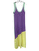 Zara Size S Yellow & Purple Viscose Blend Colorblock Scoop Neck Sleeveless Dress Yellow & Purple / S