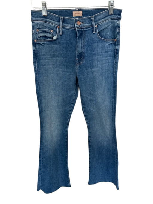 Mother Size 29 Med Dark Wash Cotton Blend High Waist Flare Raw Hem Jeans Med Dark Wash / 29