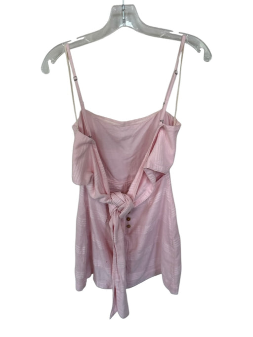 Free People Size XS Baby Pink Cotton & Linen Spaghetti Strap Tie Back Romper Baby Pink / XS