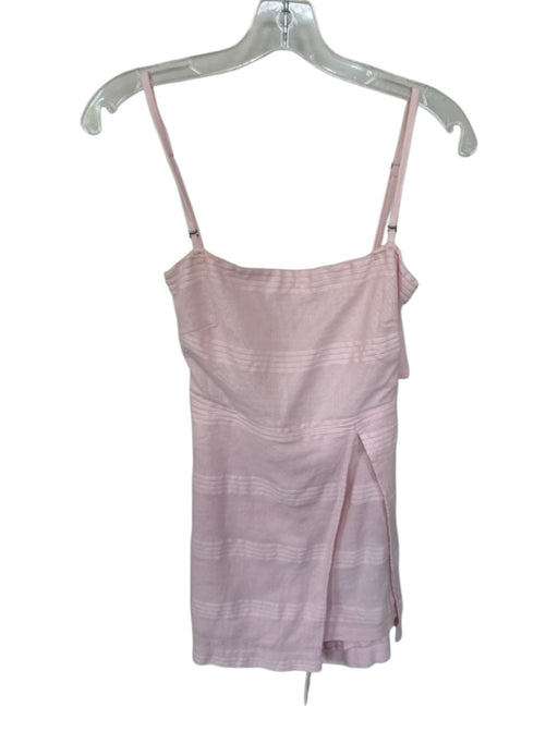 Free People Size XS Baby Pink Cotton & Linen Spaghetti Strap Tie Back Romper Baby Pink / XS