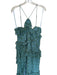 Cinq a Sept Size 8 Blue & Green Polyester Spaghetti Strap Swirls Ruffles Dress Blue & Green / 8
