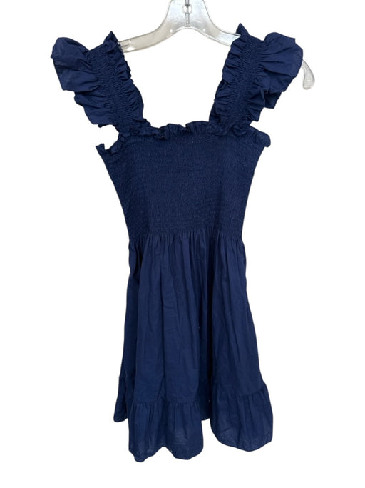 Hill House Size XS Navy Cotton Flutter Sleeves smocked short Dress Navy / XS