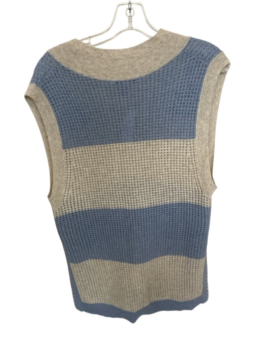 Autumn Cashmere Size M Oatmeal & Blue Cashmere Sleeveless Perforated Sweater Oatmeal & Blue / M