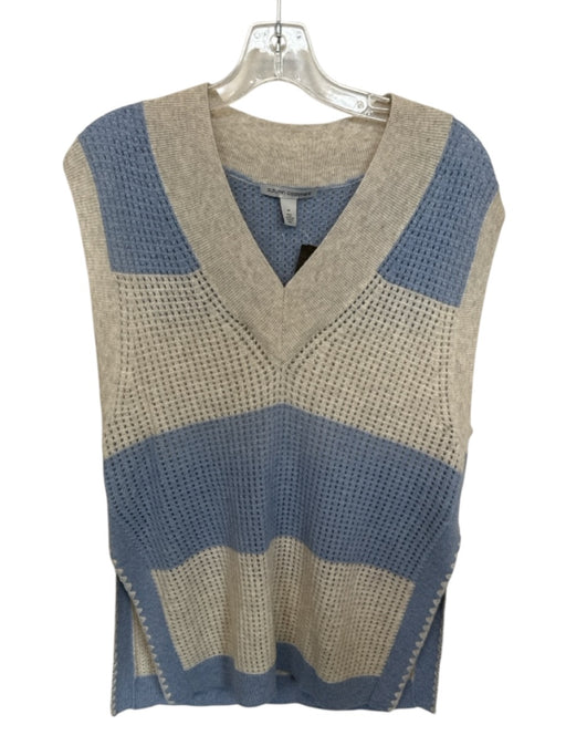 Autumn Cashmere Size M Oatmeal & Blue Cashmere Sleeveless Perforated Sweater Oatmeal & Blue / M