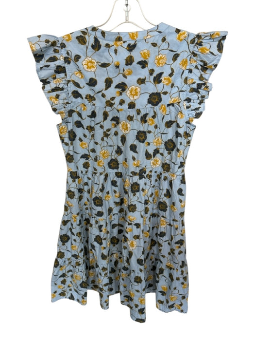Roller Rabbit Size XXS Blue & Yellow Cotton Flutter Cap sleeve Botanical Dress Blue & Yellow / XXS