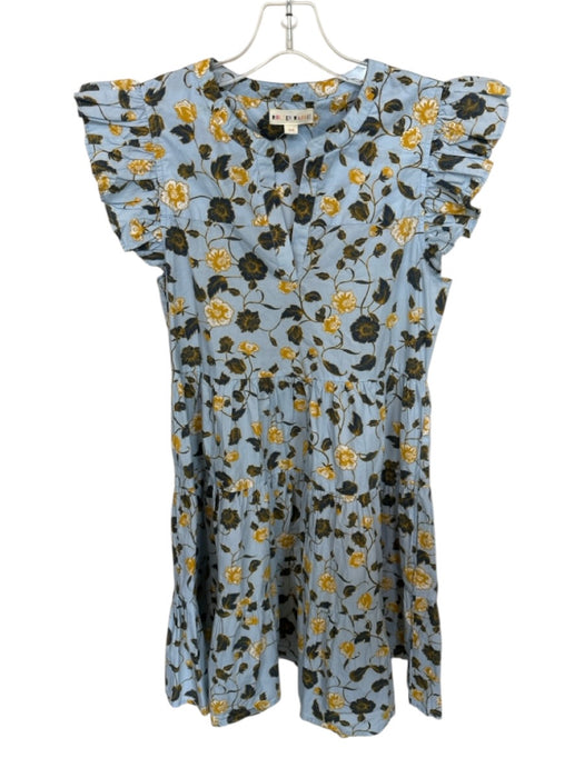 Roller Rabbit Size XXS Blue & Yellow Cotton Flutter Cap sleeve Botanical Dress Blue & Yellow / XXS