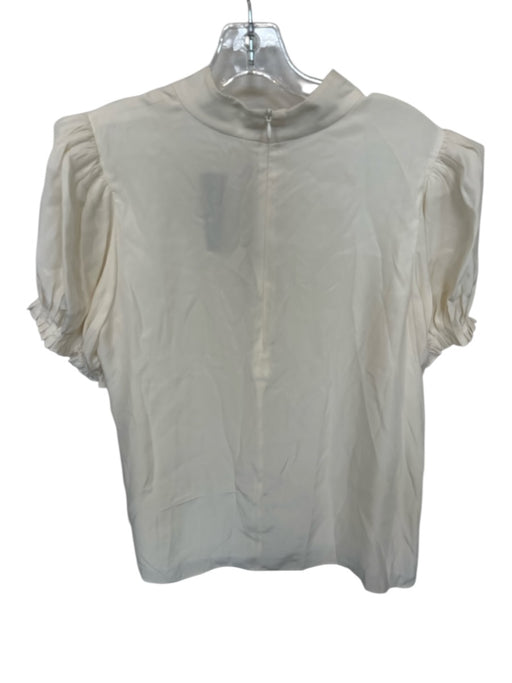 Frame Size L Cream Silk Mock Neck Short Balloon Sleeve Back Zip Top Cream / L