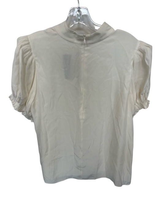 Frame Size L Cream Silk Mock Neck Short Balloon Sleeve Back Zip Top Cream / L