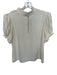 Frame Size L Cream Silk Mock Neck Short Balloon Sleeve Back Zip Top Cream / L