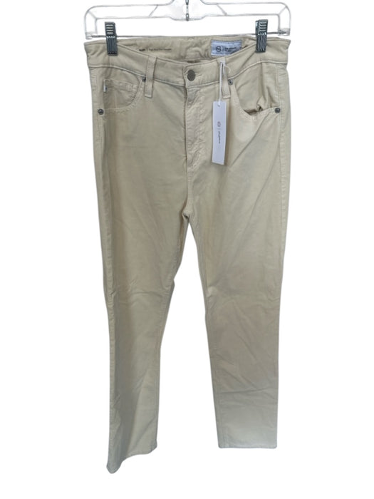 AG Size 29 Cream Velvet High Waist Slim Fit Straight Pants Cream / 29