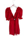Free The Roses Size XS Fire Engine Red Cotton Balloon Sleeve Cross Back Dress Fire Engine Red / XS