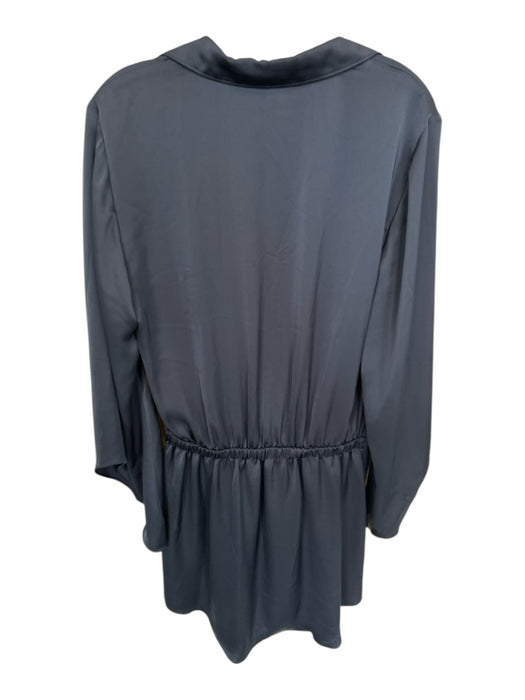 Ramy Brook Size M Navy Polyester Long Sleeve Collar Front Tie Dress Navy / M