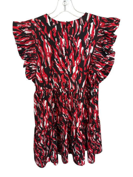 Michelle McDowell Size M Red & Black Polyester Short Sleeve Wood Grain Dress Red & Black / M