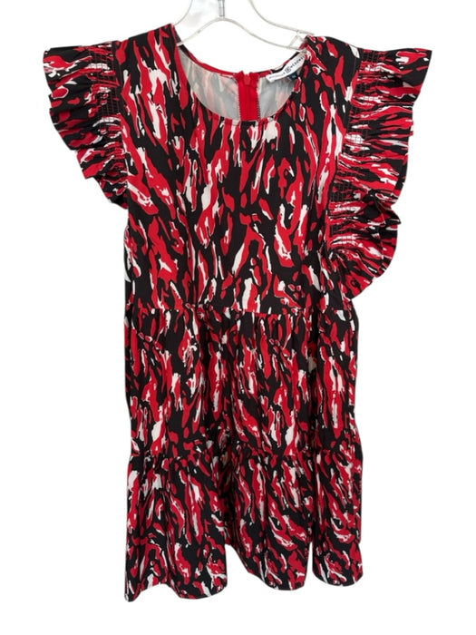 Michelle McDowell Size M Red & Black Polyester Short Sleeve Wood Grain Dress Red & Black / M