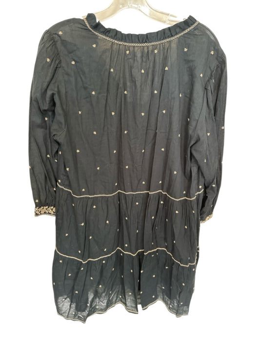 Velvet Size M Black & Tan Cotton Long Sleeve Stitching Detail V Neck Dress Black & Tan / M