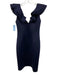 Eliza J Size 4 Navy Blue Polyester Ruffle Detail Back Zip Cap Sleeve Dress Navy Blue / 4