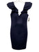 Eliza J Size 4 Navy Blue Polyester Ruffle Detail Back Zip Cap Sleeve Dress Navy Blue / 4