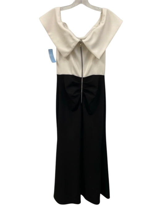 Betsey & Adam Size 4 White & Black Polyester Color Block Off Shoulder Gown White & Black / 4