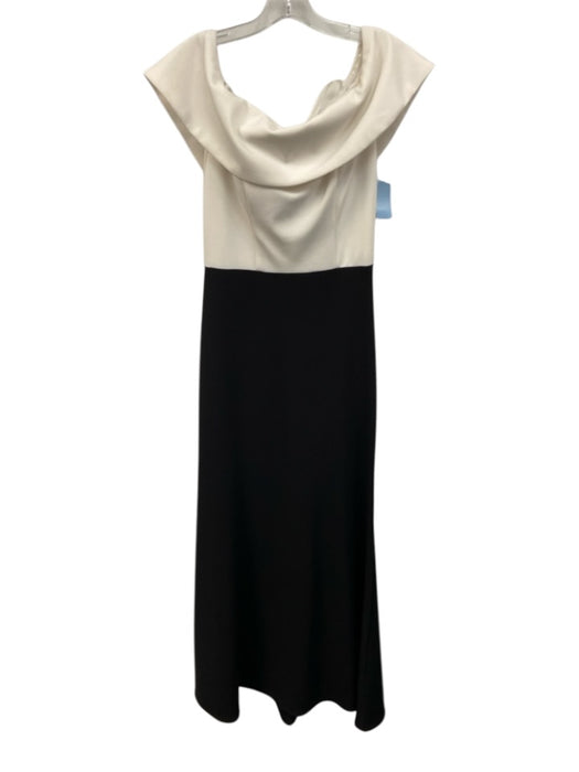 Betsey & Adam Size 4 White & Black Polyester Color Block Off Shoulder Gown White & Black / 4