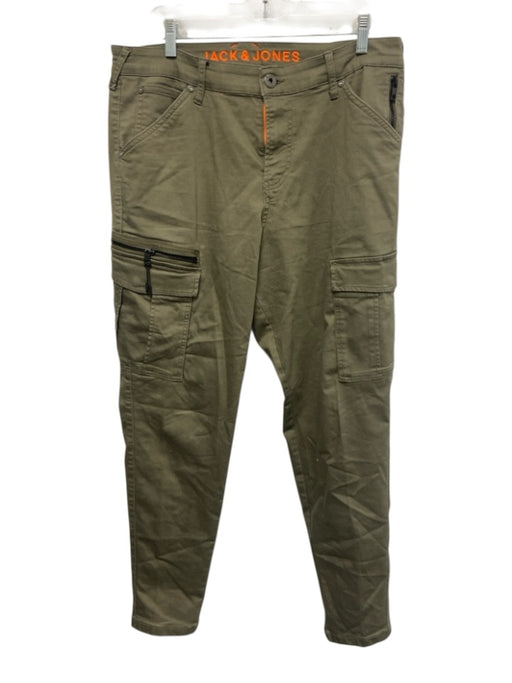 Jack & Jones Size 34 Olive Green Cotton Cargo Pocket Men's Pants Olive Green / 34