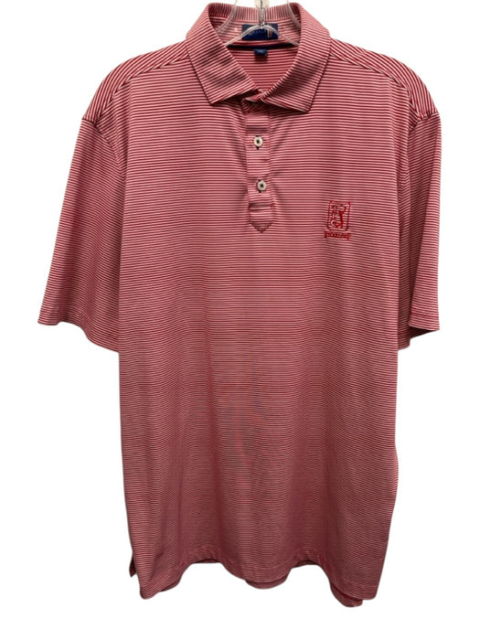 Stitch Size M Red & White Synthetic Striped Polo Athleisure Men's Short Sleeve Red & White / M