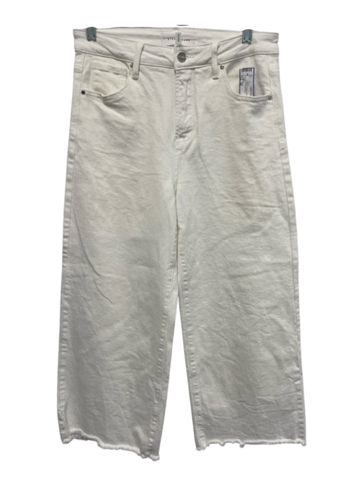 Risen Size 28 White Cotton Denim High Rise Wide Leg Jeans White / 28