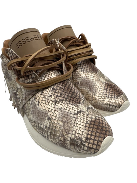 Esse Ut Esse Shoe Size 38 Taupe, Brown, Gold, Cream Leather Fringe Sneakers Taupe, Brown, Gold, Cream / 38
