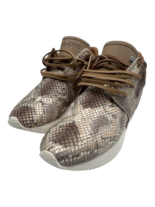 Esse Ut Esse Shoe Size 38 Taupe, Brown, Gold, Cream Leather Fringe Sneakers Taupe, Brown, Gold, Cream / 38