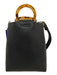 By Anthropologie Black Faux Leather Round Handles Crossbody Strap Bag Black / S