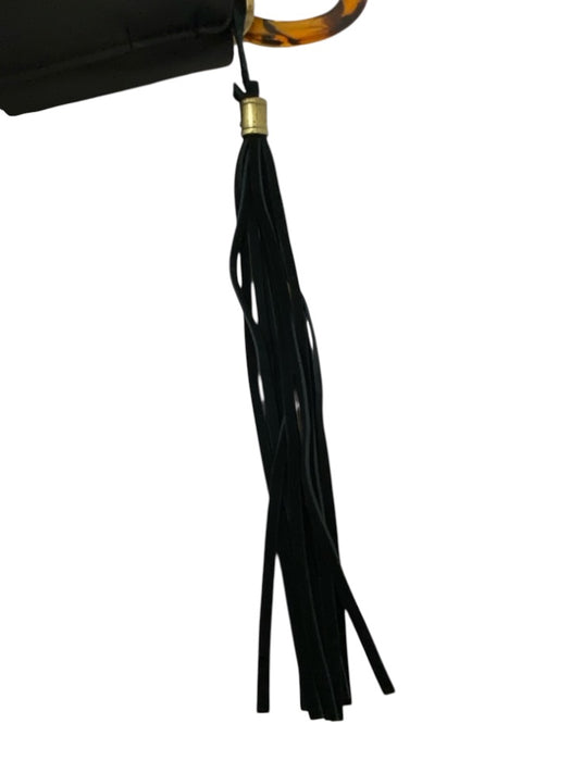 By Anthropologie Black Faux Leather Round Handles Crossbody Strap Bag Black / S