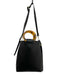By Anthropologie Black Faux Leather Round Handles Crossbody Strap Bag Black / S