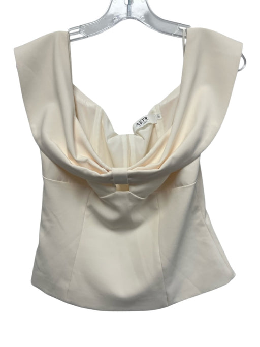 ASTR The Label Size M Ecru Cream Polyester Off Shoulder Bow Top Ecru Cream / M