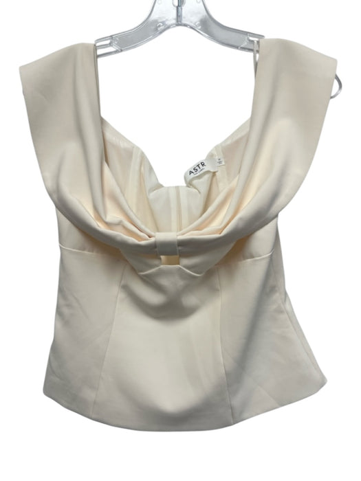 ASTR The Label Size M Ecru Cream Polyester Off Shoulder Bow Top Ecru Cream / M