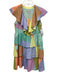 Crosby Size XS Pastel Purple, Yellow, Multi Polyester V Neck Knee Length Dress Pastel Purple, Yellow, Multi / XS