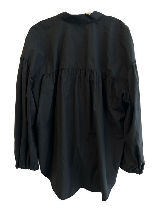 Rails Size L Black Cotton Blend Collar Button Down Front Pocket Puff Sleeve Top Black / L