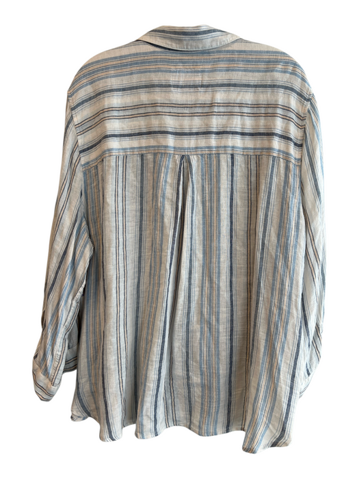 Rails Size XL Cream multi Linen Blend Button Down Stripe Front Pocket Top Cream multi / XL