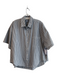 Pistola Size Est L Grey & White Cotton Blend Button Down Stripe Short Sleeve Top Grey & White / Est L
