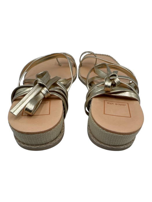 Dolce Vita Shoe Size 9 Gold & Beige Synthetic Tie Ankle toe strap Shiny Sandals Gold & Beige / 9