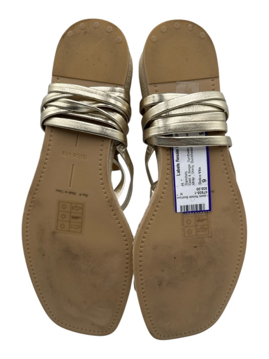 Dolce Vita Shoe Size 9 Gold & Beige Synthetic Tie Ankle toe strap Shiny Sandals Gold & Beige / 9