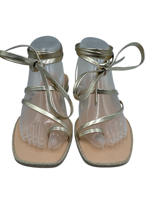 Dolce Vita Shoe Size 9 Gold & Beige Synthetic Tie Ankle toe strap Shiny Sandals Gold & Beige / 9