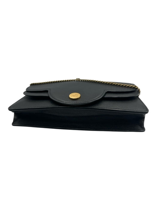 See By Chloe black & gold Leather Magnetic  Flap Crossbody Strap 2 Pockets Bag Black & Gold / S