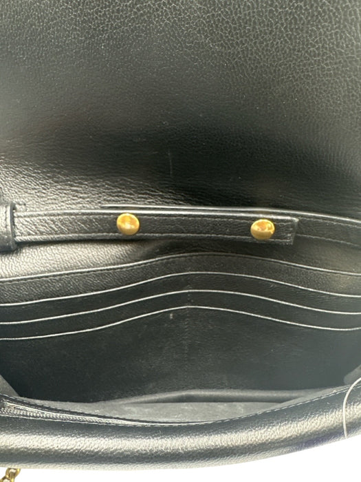 See By Chloe black & gold Leather Magnetic  Flap Crossbody Strap 2 Pockets Bag Black & Gold / S