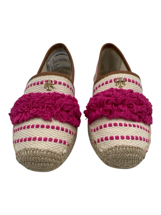 Tory Burch Shoe Size 6.5 Beige, Pink, Brown textile upper Leather trim Flats Beige, Pink, Brown / 6.5